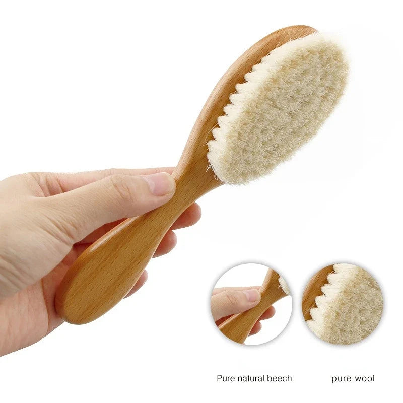 Brosse à Cheveux en Bois et Laine Douce pour Bébé