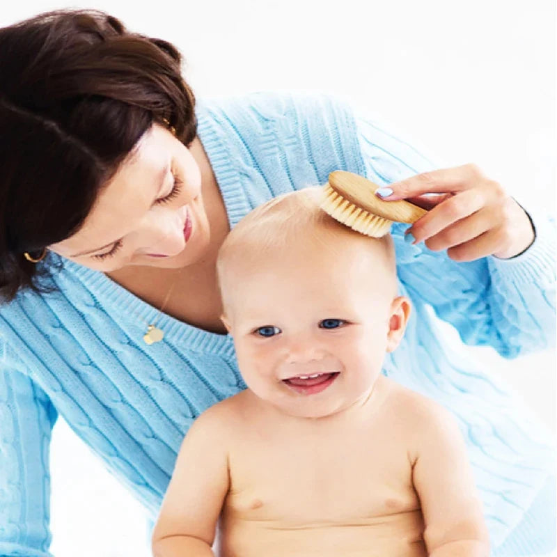 Brosse à Cheveux en Bois et Laine Douce pour Bébé