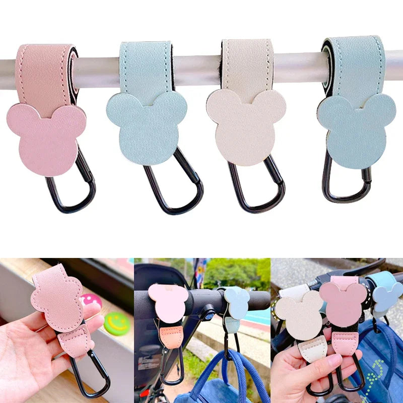 Leather Baby Bag Stroller Hook Rotatable Cart Organizer