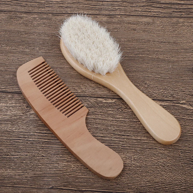 Brosse à Cheveux en Bois et Laine Douce pour Bébé