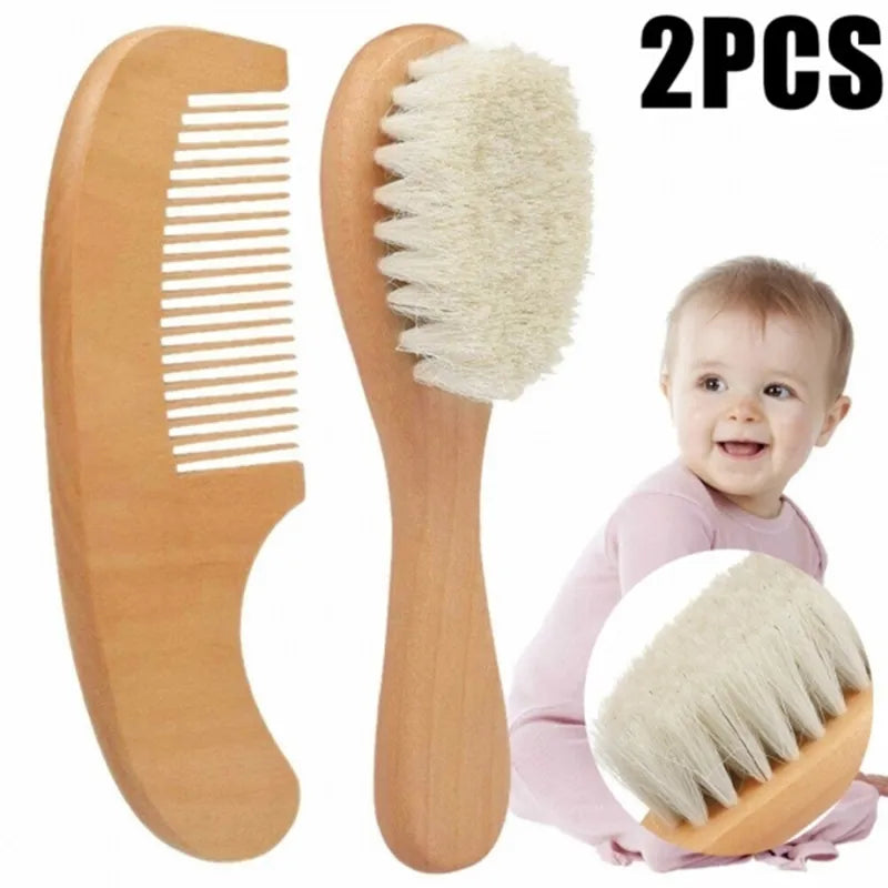 Brosse à Cheveux en Bois et Laine Douce pour Bébé