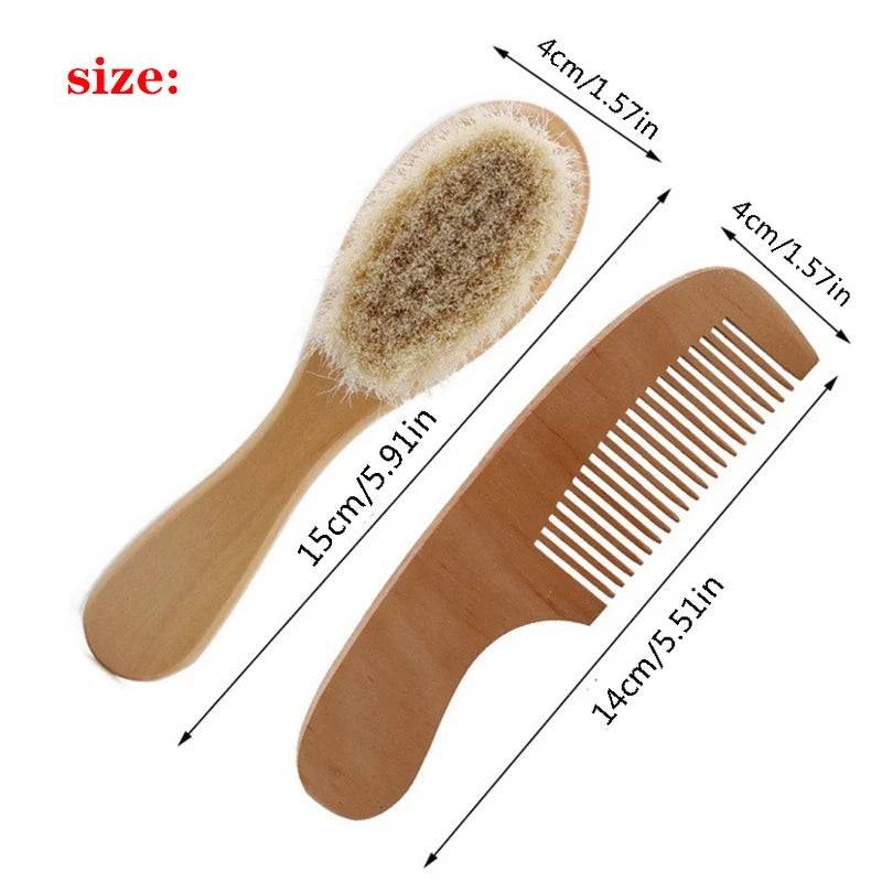 Brosse à Cheveux en Bois et Laine Douce pour Bébé