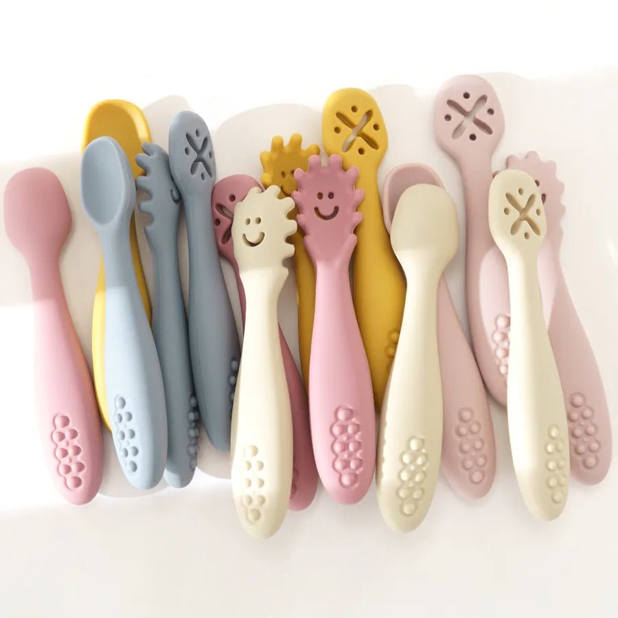 3PCS Silicone Spoon Fork For Baby Utensils Set Feeding Food Toddler Learn To Eat Training Soft Fork Cutlery Children's Tableware - BABYONCLOUDS