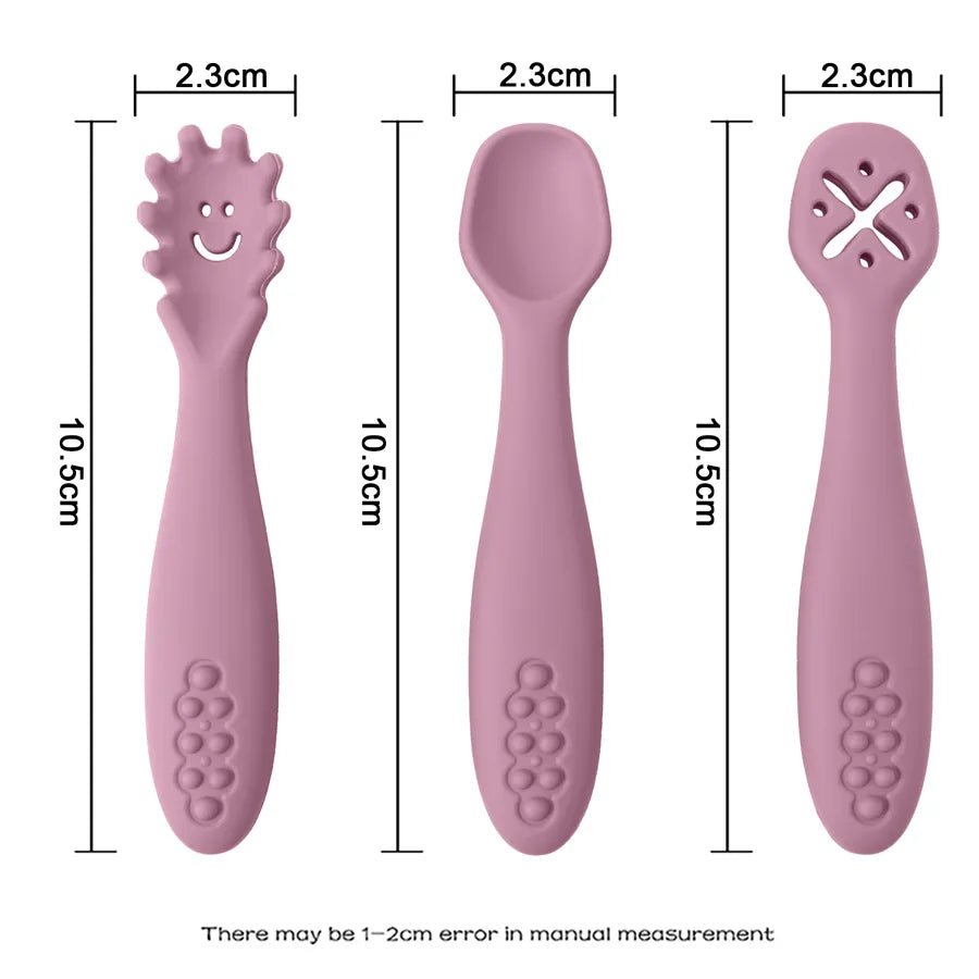 3PCS Silicone Spoon Fork For Baby Utensils Set Feeding Food Toddler Learn To Eat Training Soft Fork Cutlery Children's Tableware - BABYONCLOUDS