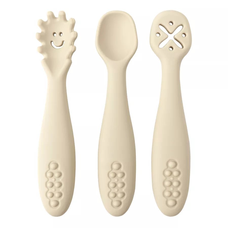 3PCS Silicone Spoon Fork For Baby Utensils Set Feeding Food Toddler Learn To Eat Training Soft Fork Cutlery Children's Tableware - BABYONCLOUDS