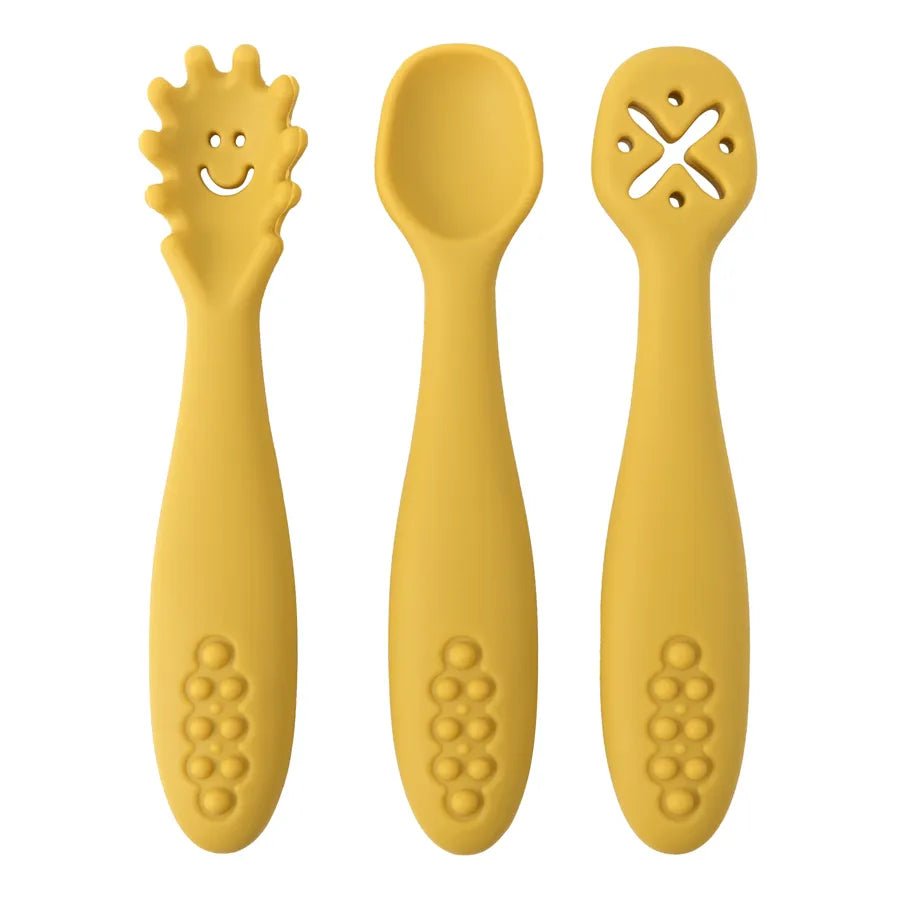 3PCS Silicone Spoon Fork For Baby Utensils Set Feeding Food Toddler Learn To Eat Training Soft Fork Cutlery Children's Tableware - BABYONCLOUDS