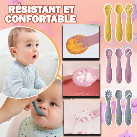 3PCS Silicone Spoon Fork For Baby Utensils Set Feeding Food Toddler Learn To Eat Training Soft Fork Cutlery Children's Tableware - BABYONCLOUDS