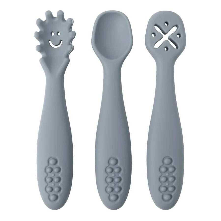 3PCS Silicone Spoon Fork For Baby Utensils Set Feeding Food Toddler Learn To Eat Training Soft Fork Cutlery Children's Tableware - BABYONCLOUDS