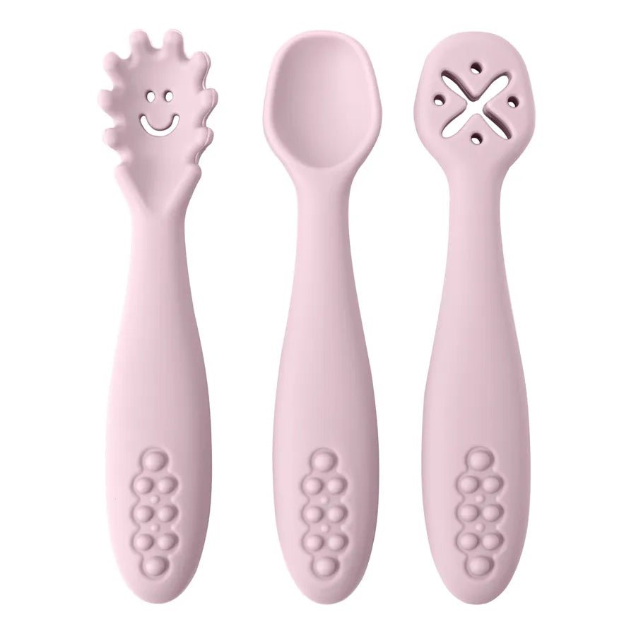 3PCS Silicone Spoon Fork For Baby Utensils Set Feeding Food Toddler Learn To Eat Training Soft Fork Cutlery Children's Tableware - BABYONCLOUDS